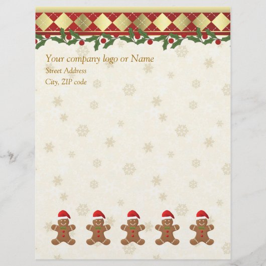 kerstkoekjes met kersttaarten briefhoofd sjabloon (Voorkant)