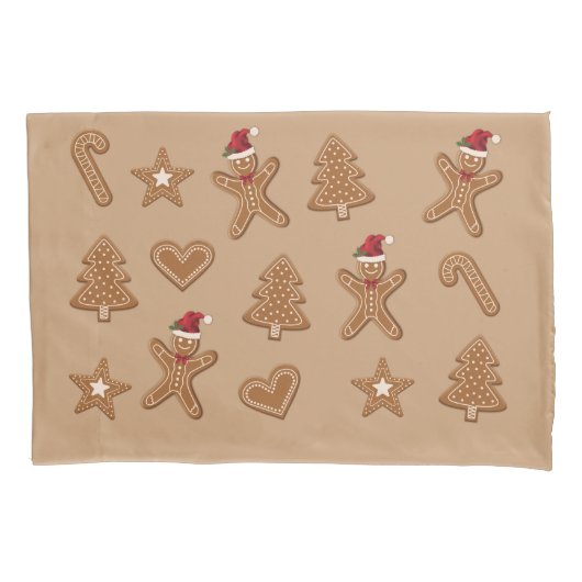 kerstkoekjes met ontbijt op bruin brood kussensloop (Voorkant-Links)