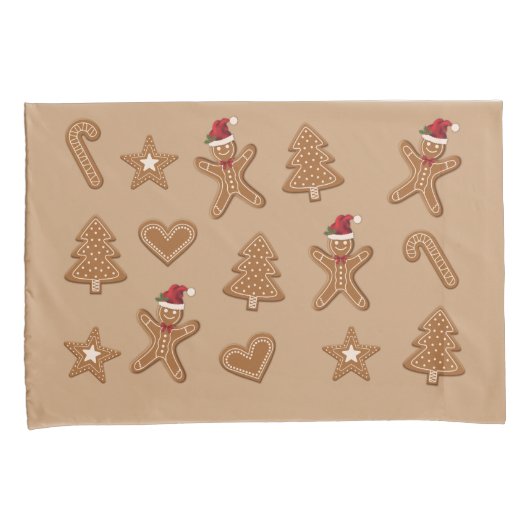 kerstkoekjes met ontbijt op bruin brood kussensloop (Voorkant-Rechts)