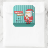 Kerstkoekjes met Schattigee kerstman voor Kerstmis Vierkante Sticker (Tas)