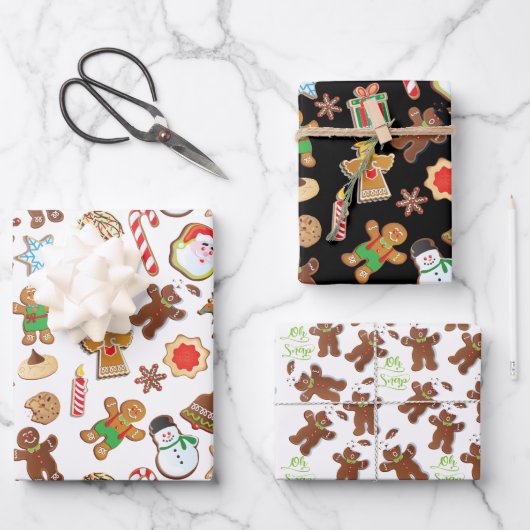 Kerstkoekjes Oh Snap Gingerbrood man Pattern Inpakpapier Vel (Voorkant)
