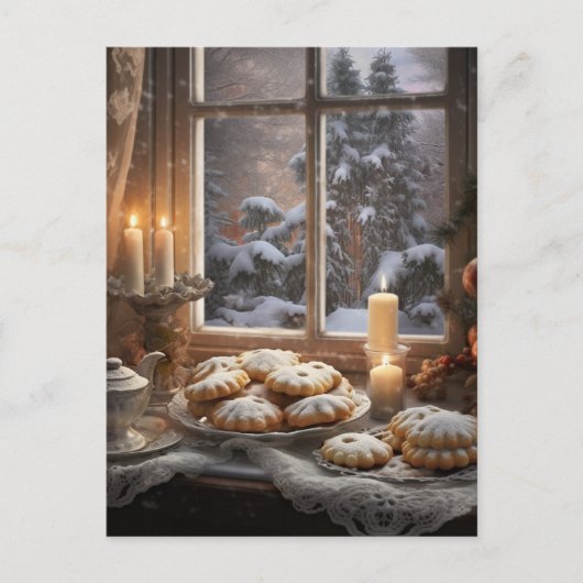 Kerstkoekjes op een besneeuwde dag briefkaart (Voorkant)