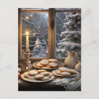 Kerstkoekjes op een besneeuwde dag briefkaart
