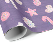 Kerstkoekjes Paarse Cadeaupapier (Rol Hoek)