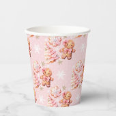 Kerstkoekjes peperkoek man roze kerst papieren bekers (Voorkant)