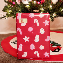 Kerstkoekjes rood cadeaupapier