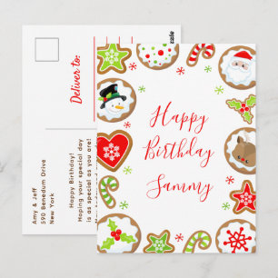 Kerstkoekjes Rood en Groen Gelukkig Verjaardag Briefkaart