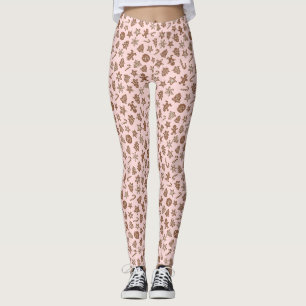Kerstkoekjes roze patroon leggings