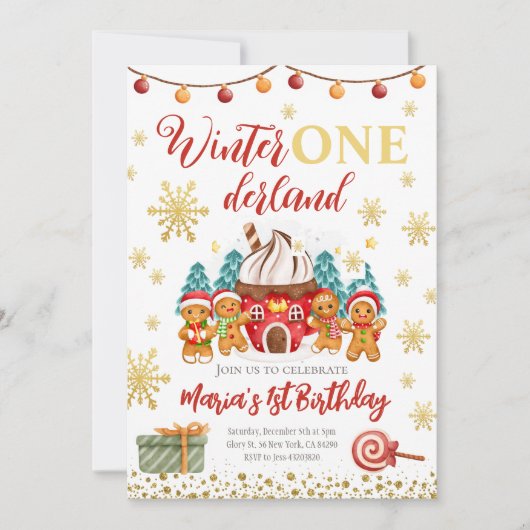 Kerstkoekjes uit het ontbijt Birthday Uitnodiging (Voorkant)
