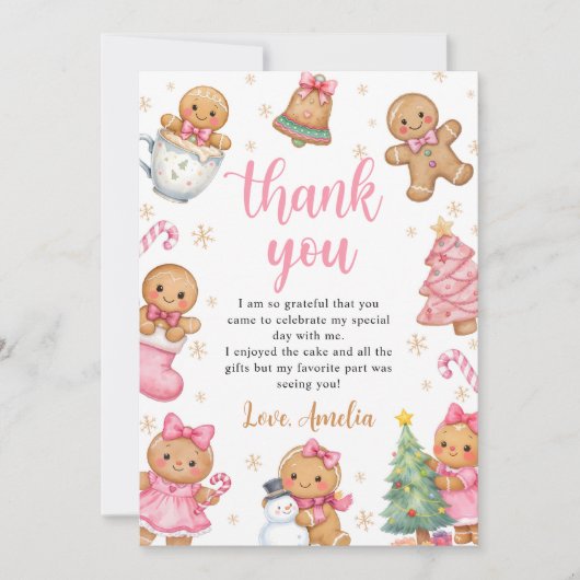 Kerstkoekjes Verjaardagsfeestje Bedankkaart (Voorkant)