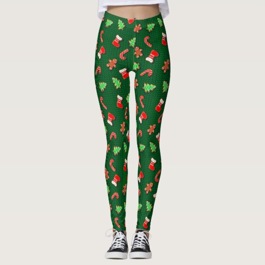 kerstkoekjes voor ontbijtkoeken op faux wol leggings (Voorkant)