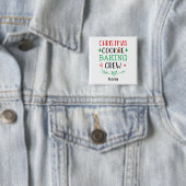 Kerstkoekjesbakkerij- en stuurhutpersoneel, overee vierkante button 5,1 cm (In situ)