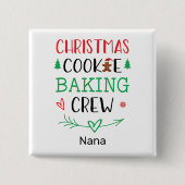 Kerstkoekjesbakkerij- en stuurhutpersoneel, overee vierkante button 5,1 cm (Voorkant)