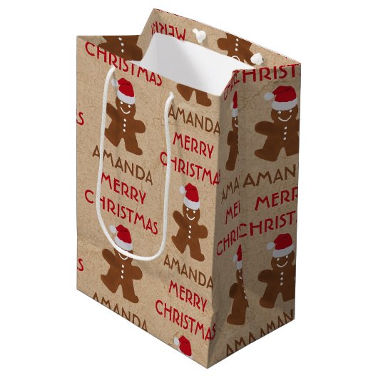 kerstkoekjesbrood, koekjes, aangepaste naam medium cadeauzakje (Voorkant Gekanteld)