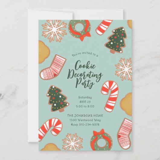 Kerstkoekjesfeest met feestdag als decoratie kaart (Voorkant)