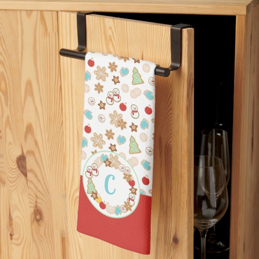 Kerstkoekjespatroon met monogram theedoek (Derde Gevouwen)