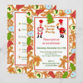 Kerstkoekjeswisselen met regels Uitnodiging (Voorkant / Achterkant)