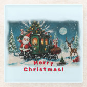 Kerstkoets - Santa's Delivery Wagon Glazen Onderzetter (Voorkant)