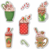 Kerstkoffie Cute Cups met schroefdraad Sticker (Voorkant)