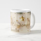 Kerstkoffie mok met gouden balletjes (Voorkant rechts)
