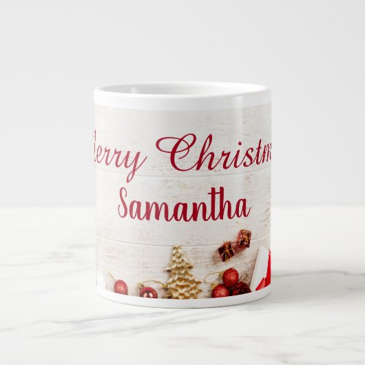 Kerstkoffie mok met gouden balletjes (Voorkant)
