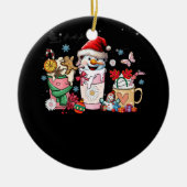 Kerstkoffie Roze Kerstspice Latte Cosy S Keramisch Ornament (Voorkant)