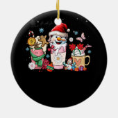 Kerstkoffie Roze Kerstspice Latte Cosy S Keramisch Ornament (Achterkant)