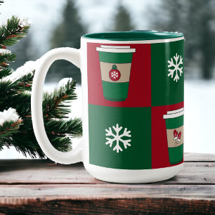 Kerstkoffie Sneeuwvlokken Vakantiethema Tweekleurige Koffiemok