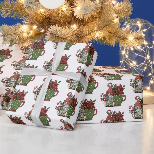 kerstkoffiegnomen cadeaupapier (Feestdagen)