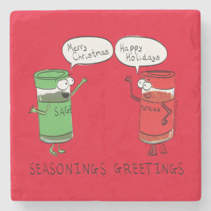 kerstkoken Funny Chef Spices Stenen Onderzetter