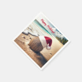 Kerstkokosnoot met kerstmuts servet (Hoek)