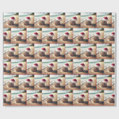 Kerstkokosnoot op het strand cadeaupapier (Vlak)