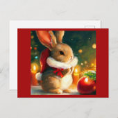 Kerstkonijn 1 feestdagenkaart (Voorkant / Achterkant)