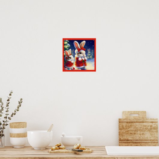 Kerstkonijn 3 poster (Keuken)