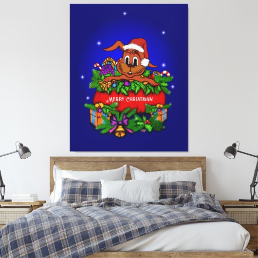kerstkonijn canvas afdruk (Insitu (Slaapkamer))