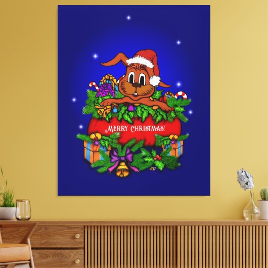kerstkonijn canvas afdruk (Insitu (Woonkamer))