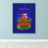 kerstkonijn canvas afdruk (Insitu (Houten vloer))