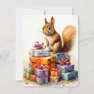 Kerstkonijn en cadeau feestdagenkaart