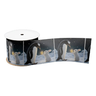 Kerstkonijn en pinguïn met ster lint