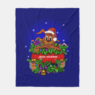 kerstkonijn fleece deken