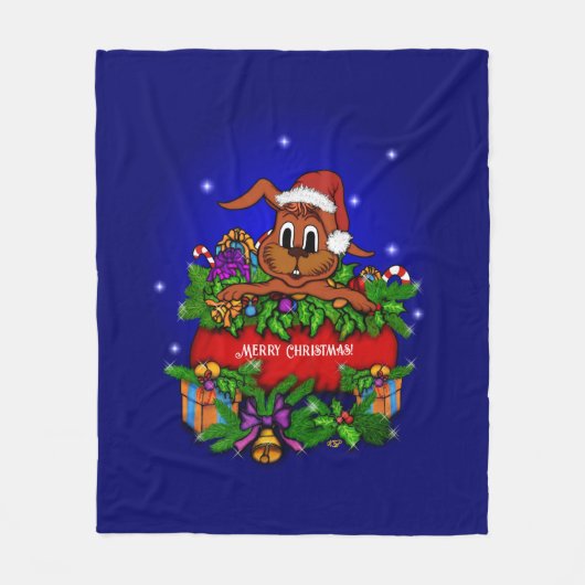 kerstkonijn fleece deken (Voorkant)