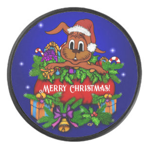 kerstkonijn hockey puck