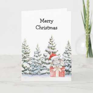 Kerstkonijn in een doos kaart