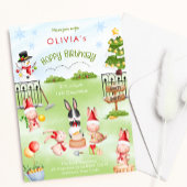 Kerstkonijn Konijn Winter Kind Verjaardagsfeestje Kaart