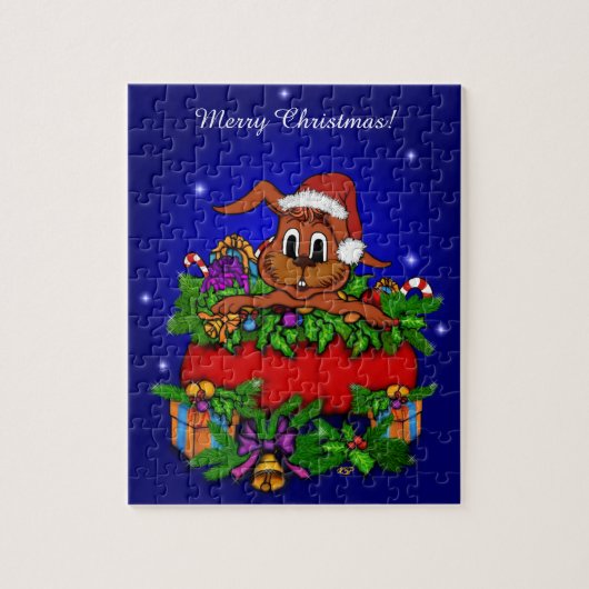 kerstkonijn legpuzzel (Verticaal)