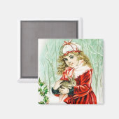 Kerstkonijn  Magnet Magneet (Voorkant / Achterkant)