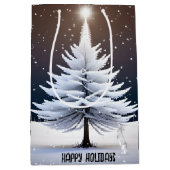 Kerstkonijn met witte dennenboom medium cadeauzakje (Voorkant)