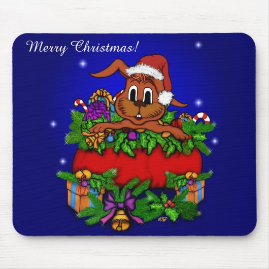 kerstkonijn muismat (Voorkant)