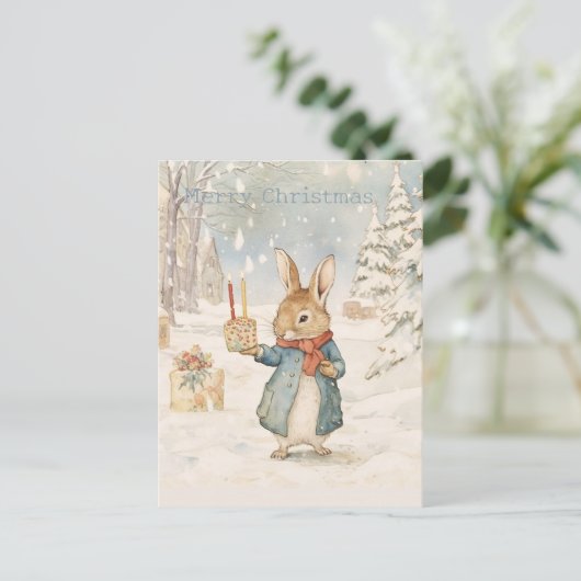 Kerstkonijn Peter Briefkaart (Staand voorkant)