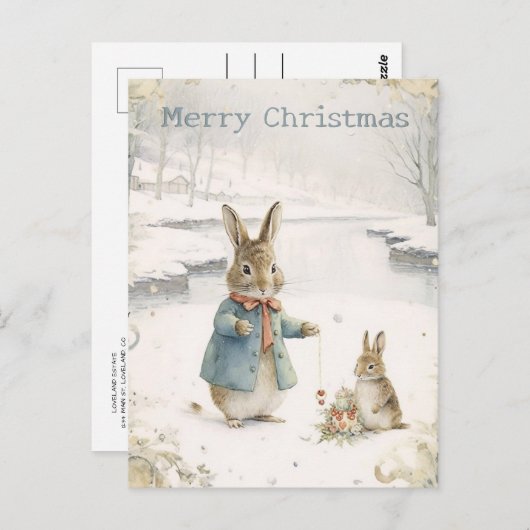 Kerstkonijn Peter  Briefkaart (Voorkant / Achterkant)